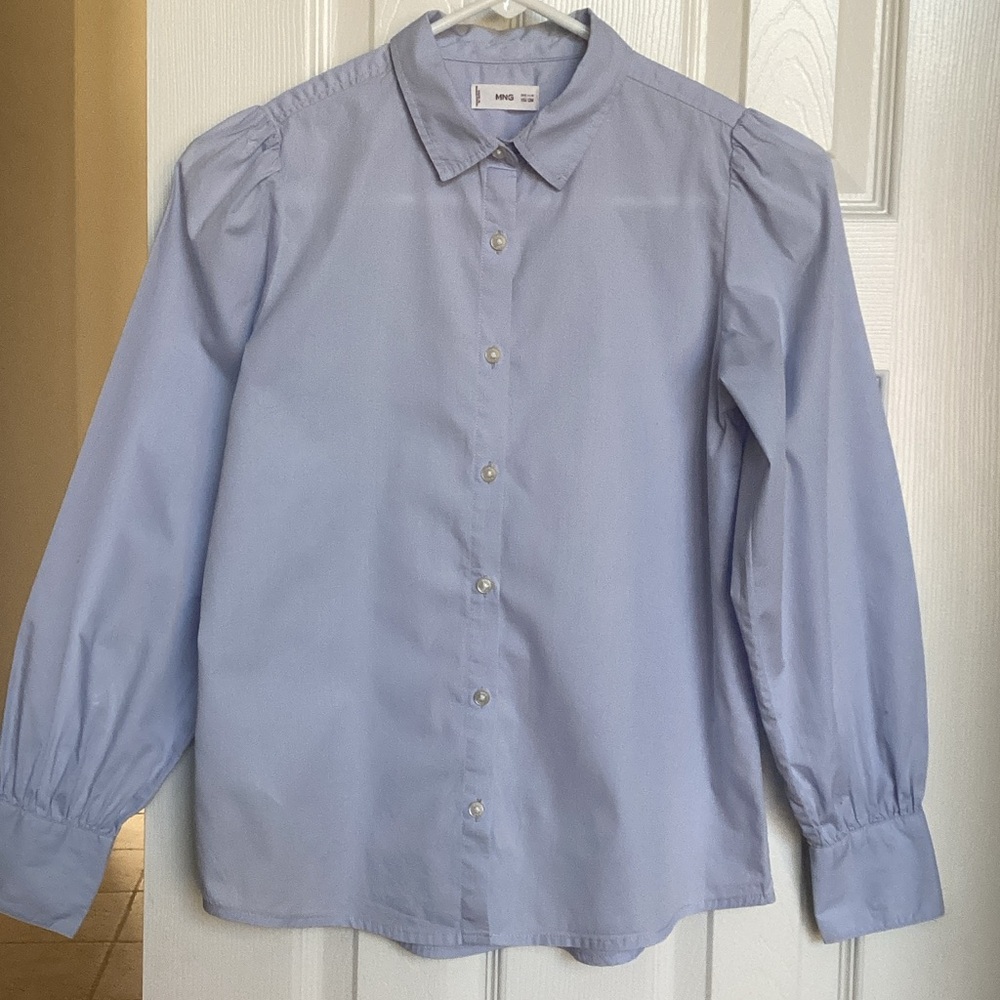 Mango Teen Girl Light Blue Button Down Shirt